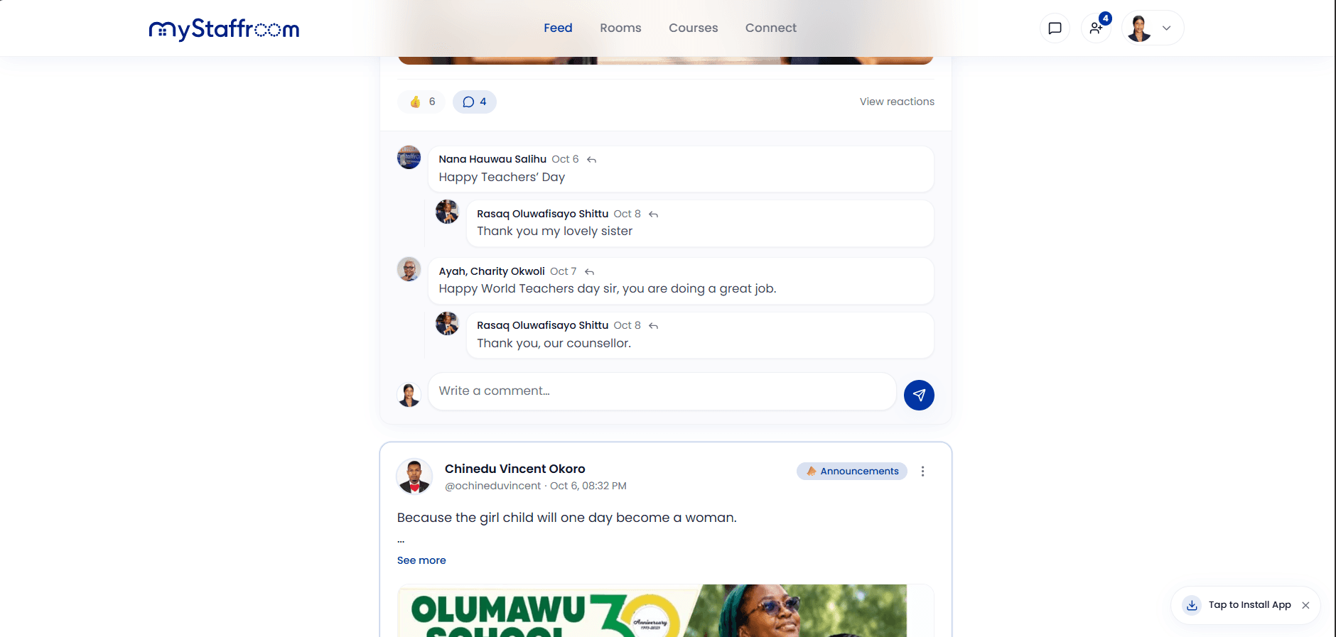 Feed compose: share updates with peers