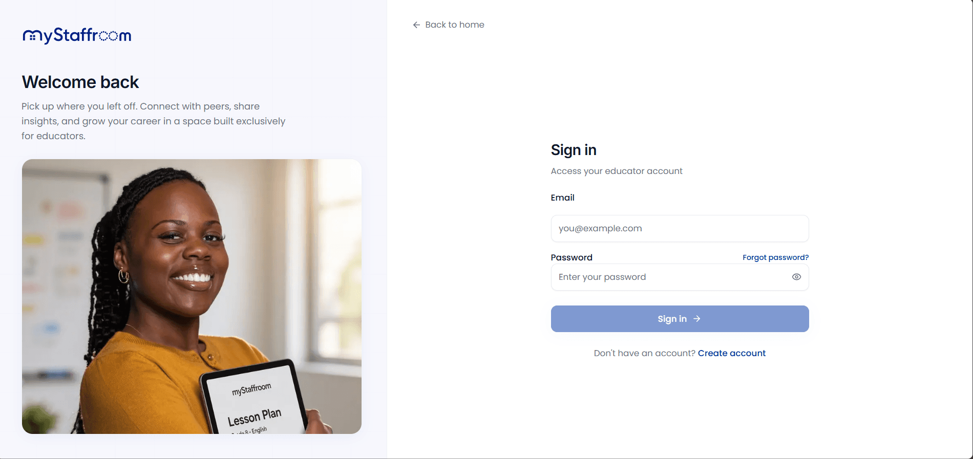 Educator login: sign in to the community