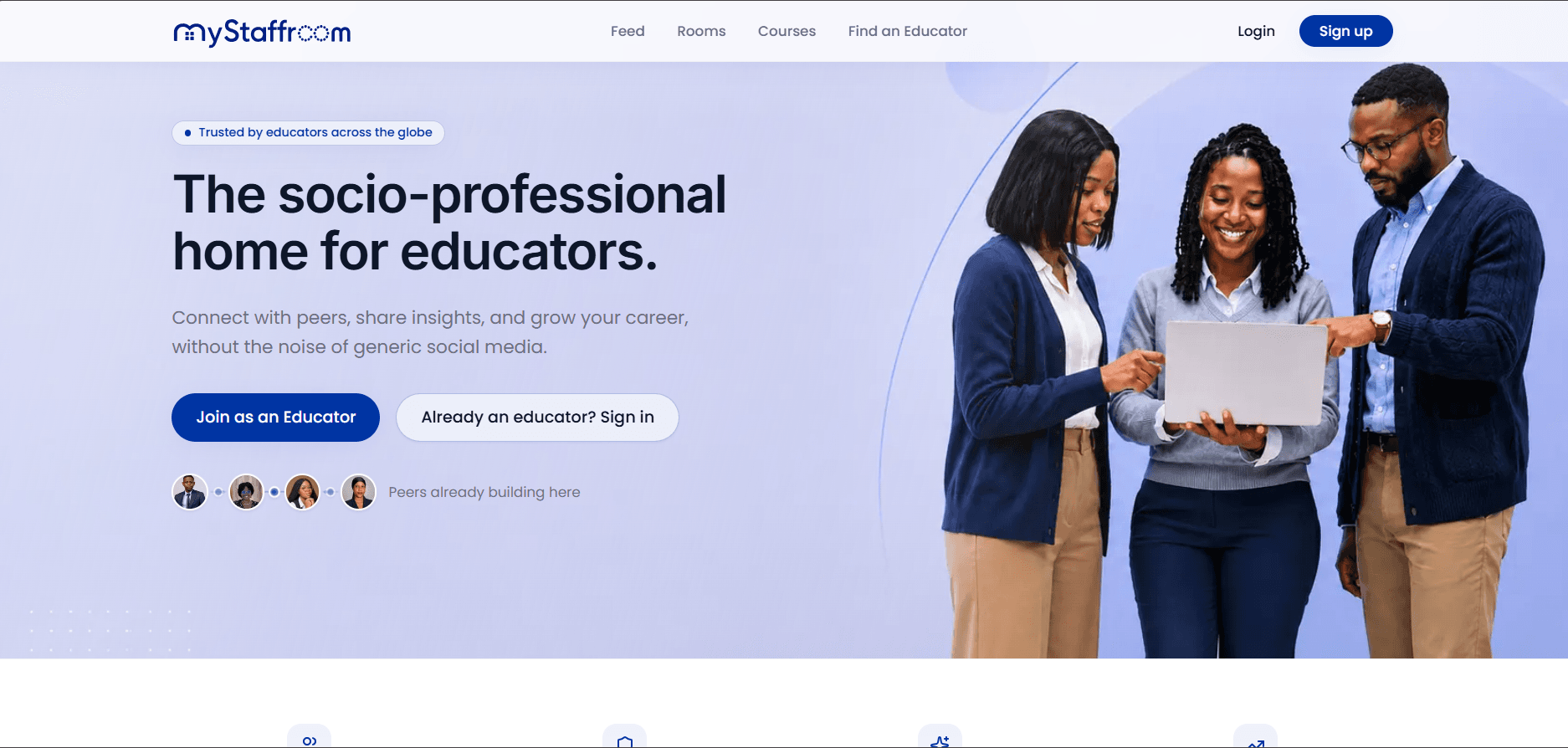 Marketing landing: socio-professional home for educators